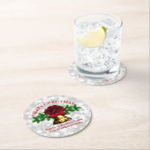 マッチングセット金ゴールドベルレッドボウクリスマス ラウンドペーパーコースター (インサイチュ)