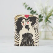 マッチングドキスをするレスで恋をする女性 ポストカード (スタンド正面)