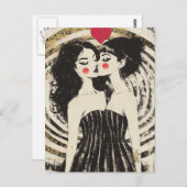 マッチングドキスをするレスで恋をする女性 ポストカード (正面/裏面)