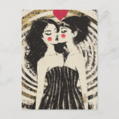 マッチングドキスをするレスで恋をする女性 ポストカード (正面)