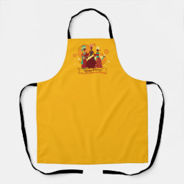マッチングハッピークワンザ3レディースイエロー エプロン
