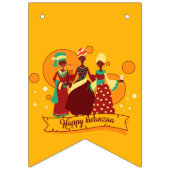 マッチングハッピークワンザ3レディースイエロー バンティングフラッグ (第1の旗)