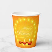 マッチングハッピーディワリイエロー紙 紙コップ (正面)