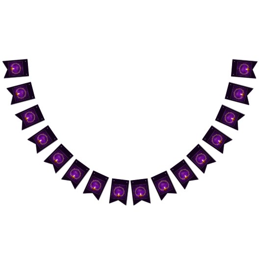 マッチングハッピーディワリパープル バンティングフラッグ (全)