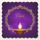 マッチングハッピーディワリパープル ペーパーコースター (正面)