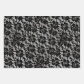 マッチングハロウィーンブラックバラゴシックホワイトレースレッド ラッピングペーパーシート (正面)