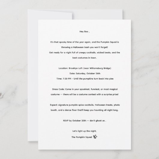 マッチングパステルブラックキャットハロウィンティー 招待状 (裏面)