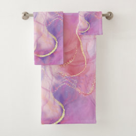 マッチングピンクゴールド&大理石 バスタオルセット