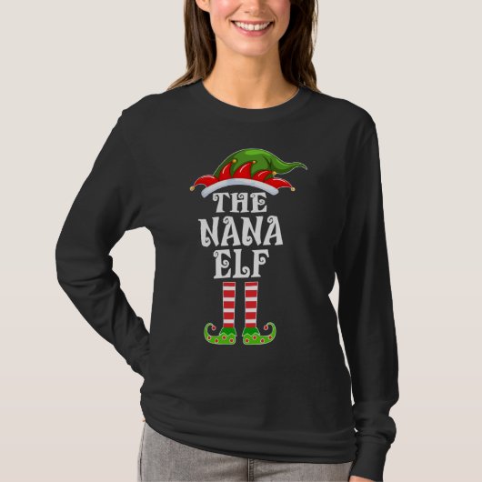 マッチングファミリーおもしろいザナナ小妖精や小人クリスマスコスト Tシャツ (正面)