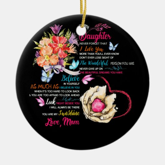 マッチングファミリーの母からの私の娘の贈り物に セラミックオーナメント (正面)