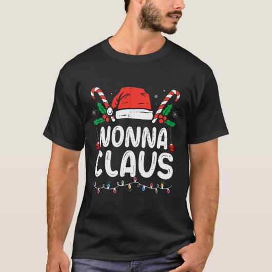 マッチングファミリークリスマスパジャマクリスマスライツノンナ Tシャツ (正面)