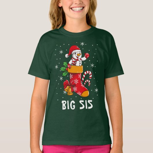 マッチングファミリークリスマスビッグシスター名前をカスタムする Tシャツ (正面)