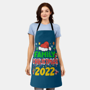 マッチングファミリークリスマス2022チームサンタ小妖精や小人スクア エプロン
