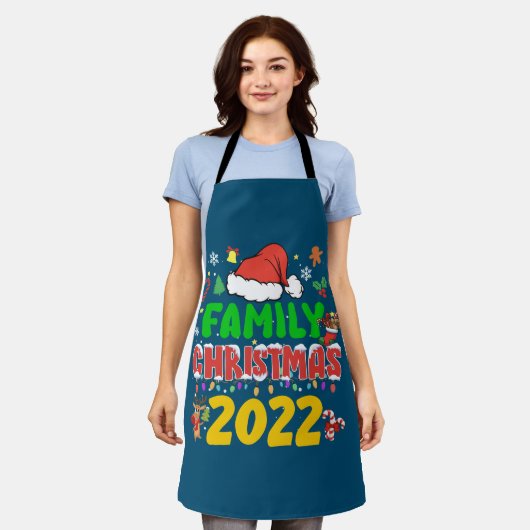 マッチングファミリークリスマス2022チームサンタ小妖精や小人スクア エプロン (着用した状態)