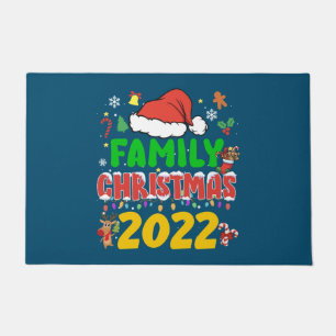 マッチングファミリークリスマス2022チームサンタ小妖精や小人スクア ドアマット