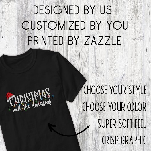 マッチングファミリーストリングライトサンタハットクリスマス Tシャツ