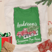 マッチングファミリーヴィンテージクリスマスツリートラックグリーン Tシャツ