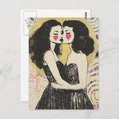 マッチングブキスをするラックドレスに恋をする女性 ポストカード (正面/裏面)