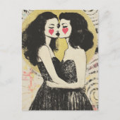 マッチングブキスをするラックドレスに恋をする女性 ポストカード (正面)