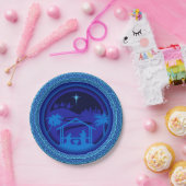 マッチングブルー出生クリスマス7" ペーパープレート (パーティー)