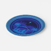 マッチングブルー出生クリスマス7" ペーパープレート (アングル)