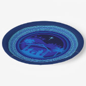 マッチングブルー出生クリスマス9" ペーパープレート (アングル)