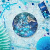 マッチングブルー鳩ピースクリスマス7" ペーパープレート (パーティー)