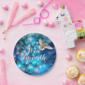 マッチングブルー鳩ピースクリスマス7" ペーパープレート (パーティー)