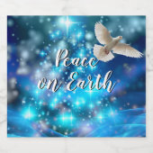 マッチングブルー鳩ピースクリスマス スパークリングワインラベル (シングルラベル)