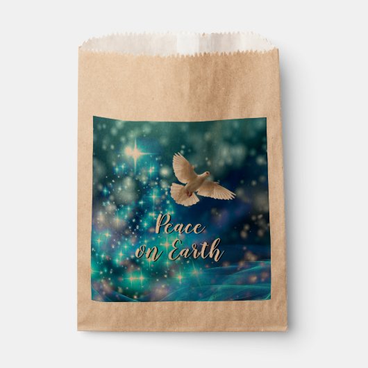 マッチングブルー鳩ピースクリスマス フェイバーバッグ (正面)