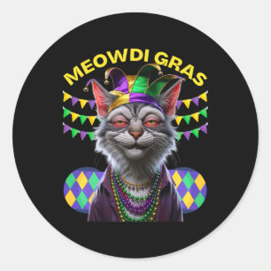 マッチングメンおもしろいズ女性Meowdi Gras Cat Mardi G ラウンドシール