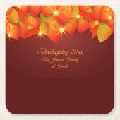 マッチング感謝祭オレンジの葉の名前Year Square スクエアペーパーコースター (正面)
