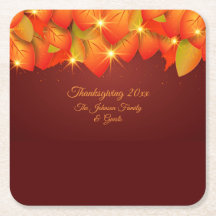 マッチング感謝祭オレンジの葉の名前Year Square