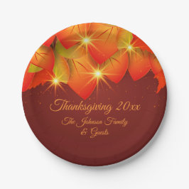 マッチング感謝祭葉オレンジ色の商品名Year 7" P ペーパープレート