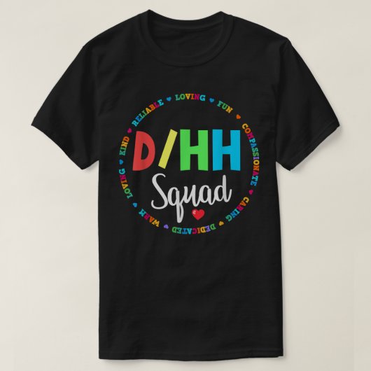 マッチングDHH先生聴覚障害懸命ASL Squa Tシャツ (デザイン正面)