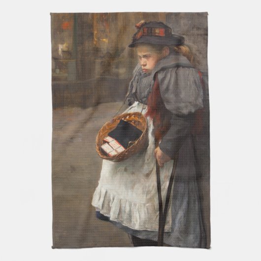 マッチ売りの少女 貧しいストリートの子供 都市の貧困 キッチンタオル (縦)