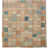 マットされた色のパッチワークキルト シャワーカーテン (正面)