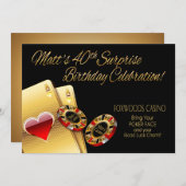 マットのカジノパーティー 名前をチップに書きますのでお知らせください 招待状 (正面/裏面)