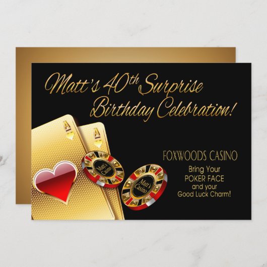 マットのカジノパーティー - 名前をチップに記入しますようにお願いします 招待状 (正面/裏面)