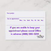 マットのグルーミングのビジネスおよびアポイントメントカード 予約カード (裏面)