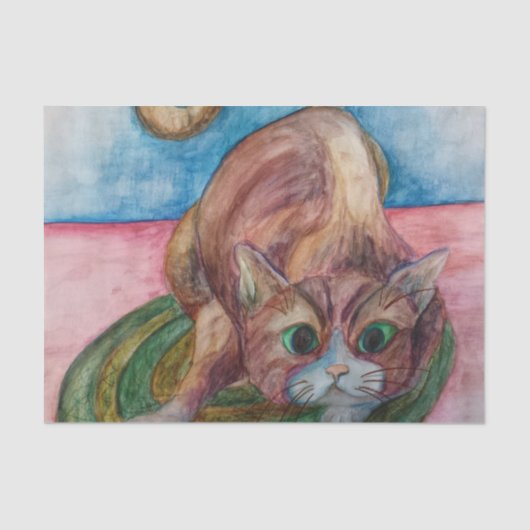 マットのティッシュペーパーの猫 薄葉紙 (正面)