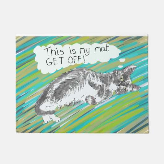 マットの猫の入り口怒にの猫 ドアマット (正面)