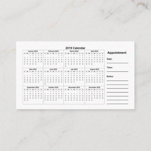 マットの移動式グルーミング2019のカレンダーのデザイン 名刺 (裏面)