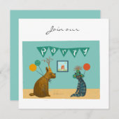 マットはパーティーの帽子の招待に服を着せました 招待状 (正面/裏面)