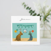 マットはパーティーの帽子の招待に服を着せました 招待状 (スタンド正面)