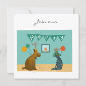 マットはパーティーの帽子の招待に服を着せました 招待状 (正面)