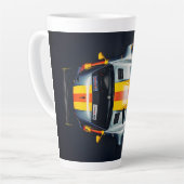 マットカラフルレースカー印刷ホワイトラテマグ カフェラテマグ (左アングル)