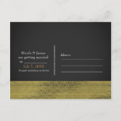 マットゴールド モダングラム シークインズ chic セーブ・ザ・デート 案内ポストカード (裏面)