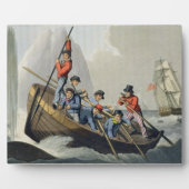 マットスの彫刻した鯨を攻撃する船 フォトプラーク (正面)