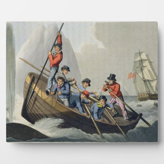 マットスの彫刻した鯨を攻撃する船 フォトプラーク (正面)